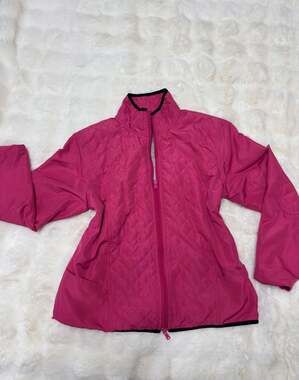 Kim Rogers Women's Fuchsia Quilted Core Lightweight Full Zip Jacket Size Medium